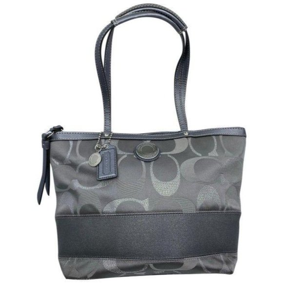 Coach Handbags - coach large gray silver fabric shoulder bag